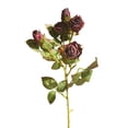 thumbnail image 3 of dianhelloya Artificial Rose Flower Branch with Stem Burnt Edge Green Leaves Realistic Reusable Home Wedding Party Faux Flower Decoration Photo Props Dark Purple, 3 of 8