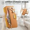 thumbnail image 4 of 2 in 1 Wallet Case for Apple iPhone 15 Pro, Detachable Magnetic Back Cover Cards Slots Zipper Pocket Ring Holder Magnetic Closure Protective Drop Proof Case Cover for iPhone 15 Pro, Yellow, 4 of 11