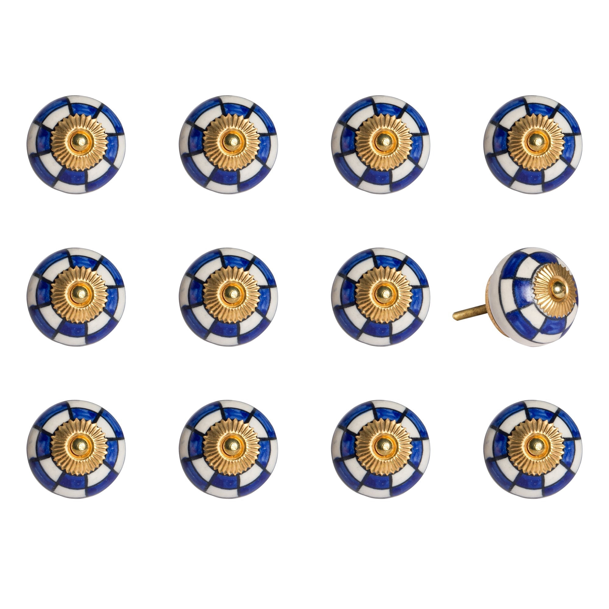 Knob-It Vintage Cabinet Drawer Knobs 12-Piece Set 4 Inch Colorful Hand Painted