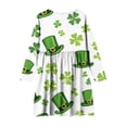 thumbnail image 4 of Posijego Girls Clover Printed Dress St Patrick's Day Dress Crew Neck Long Sleeve Spring Dresses for Girls, 4 of 6