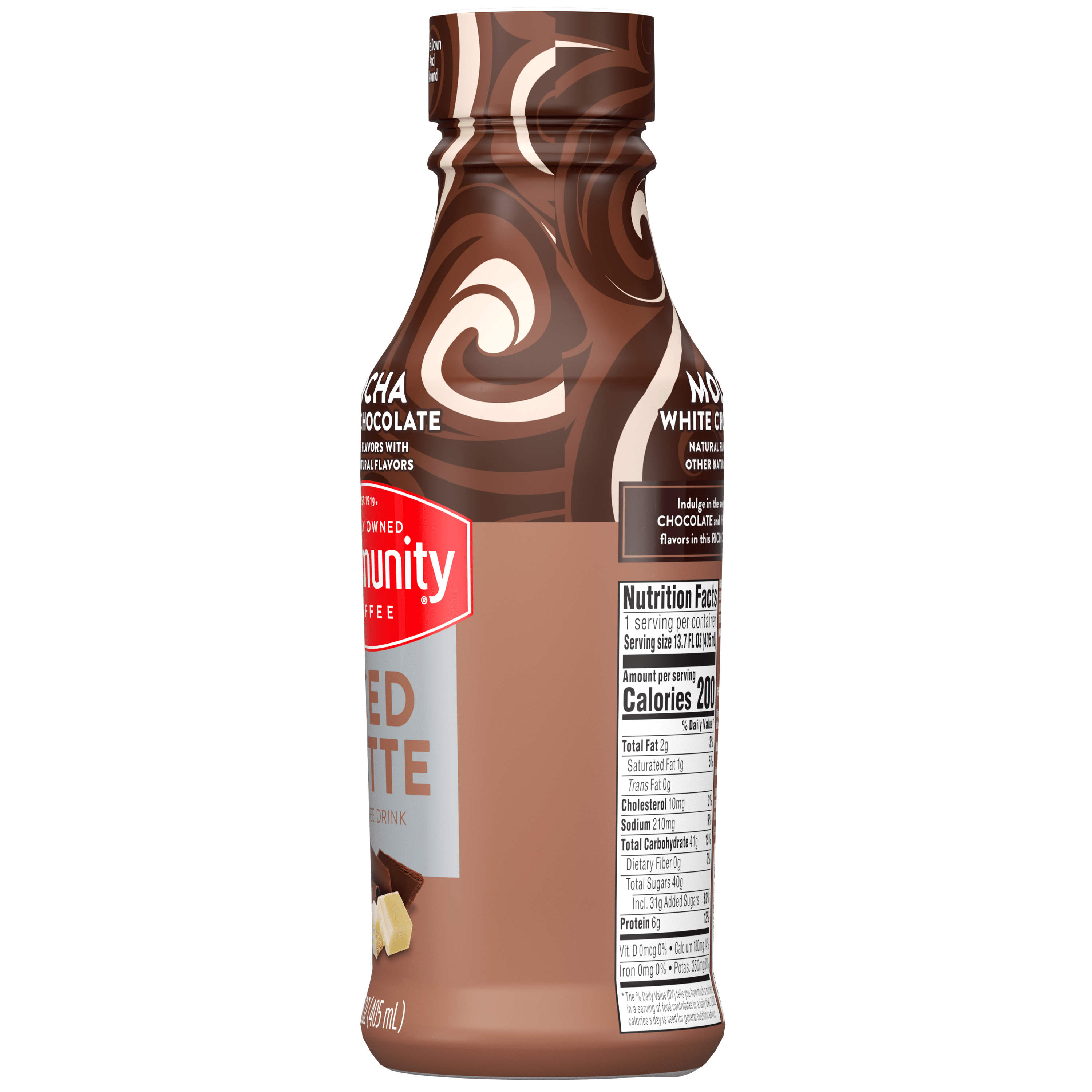 (2 pack) Community Coffee Mocha White Chocolate Iced Latte - 13.7 oz Bottle