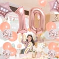 thumbnail image 5 of Fangleland 10th Birthday Decorations Girl Rose Gold, Double Digits and Happy Birthday Banner Number 10 Star Foil Balloon Cake Topper, Its My 10th Birthday Sash for 10 Year Old Birthday Party Supplies, 5 of 7
