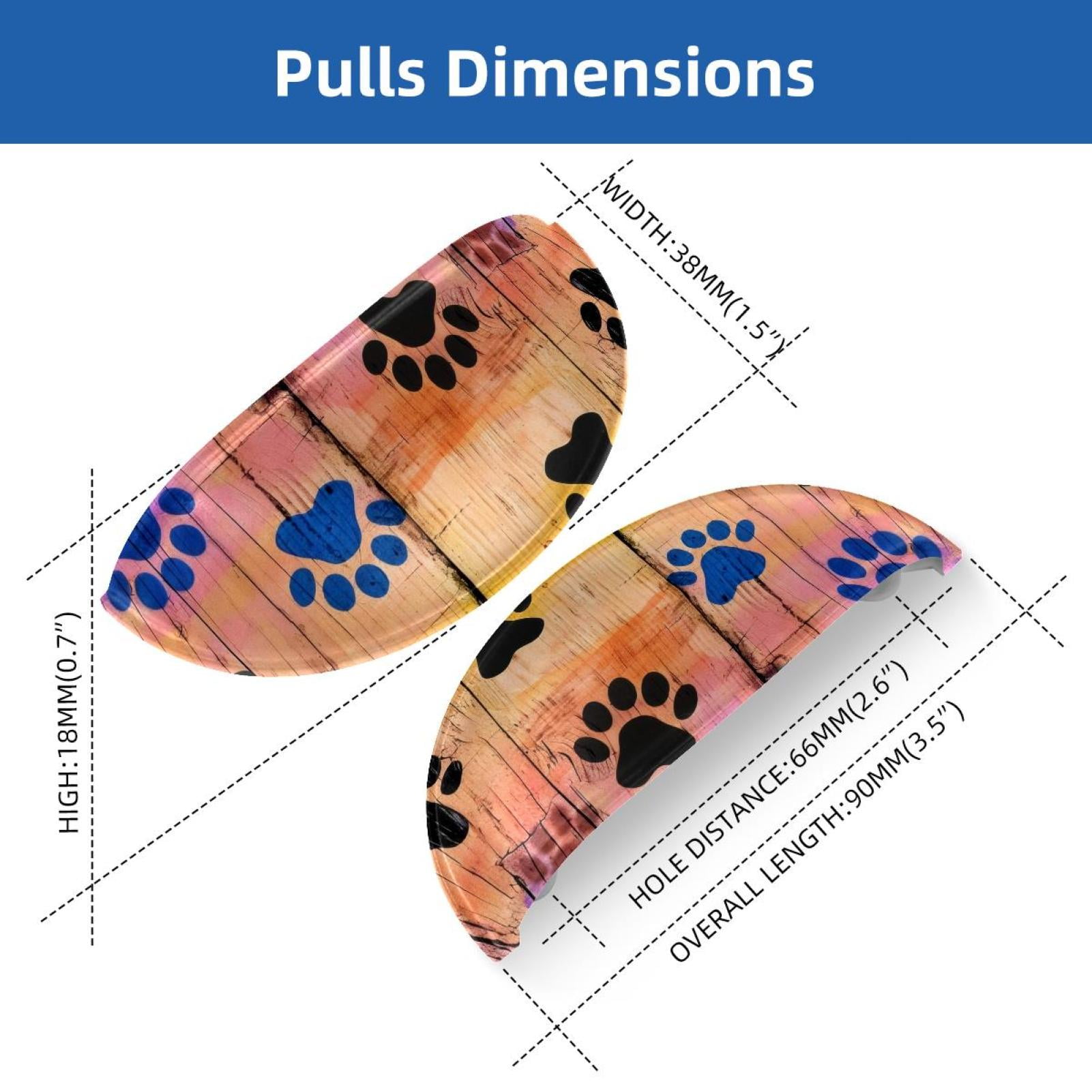 PhooArto 6 Pcs Cup Drawer Pulls, Dog Paw Rainbow Wooden Board Shell Shape Handles Cabinet Knobs for Dresser Cupboard Closet Wardrobe with Screws