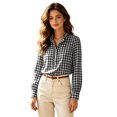 thumbnail image 2 of Blouses for Women Comfy Plaid Ruffle Collar Long Sleeve Button Front Office Shirt, 2 of 7