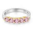 thumbnail image 3 of Gem Stone King 925 Silver and 10K Yellow Gold Pink Lab Grown Diamond Wedding-Bands Ring for Women | 0.90 Cttw | Round 3.5MM | Gemstone April Birthstone | Size 7, 3 of 6