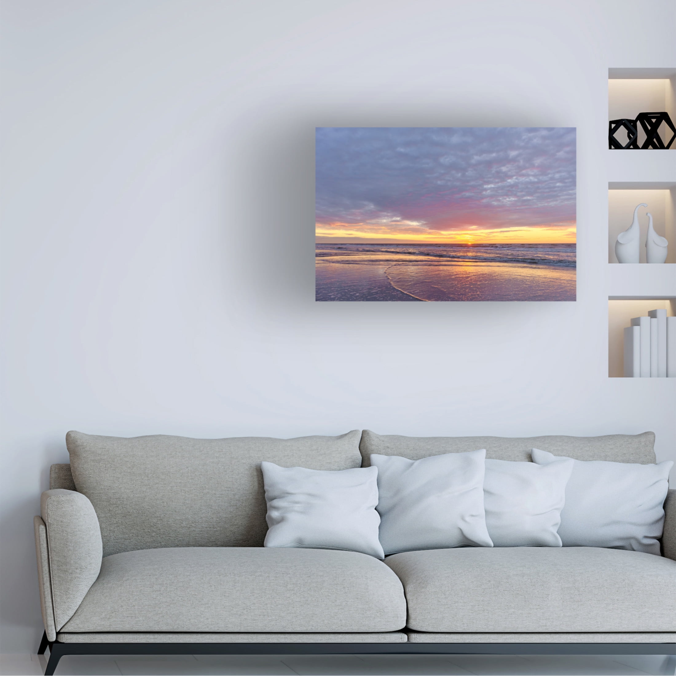 Canvas Wall Art - Cora Niele 'Sunset Reflections in Sea' Wall Art for Living Room, Bedroom, or Office Décor by Trademark Fine Art - 32 x 22 Inches