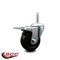 thumbnail image 2 of 3.5 Inch Soft Rubber Wheel Swivel 5/8 Inch Threaded Stem Caster Total Lock Brake, 2 of 2