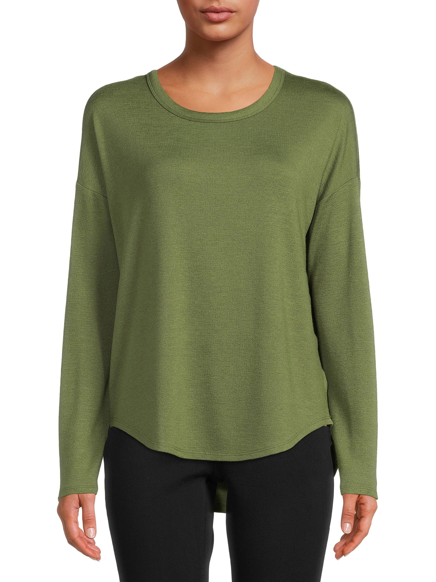 Time and Tru Women's Hacci T-Shirt with Long Sleeves