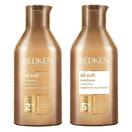 Redken All Soft Moisturizing Shampoo and Conditioner Set for Dry & Brittle Hair 10.1 oz Each