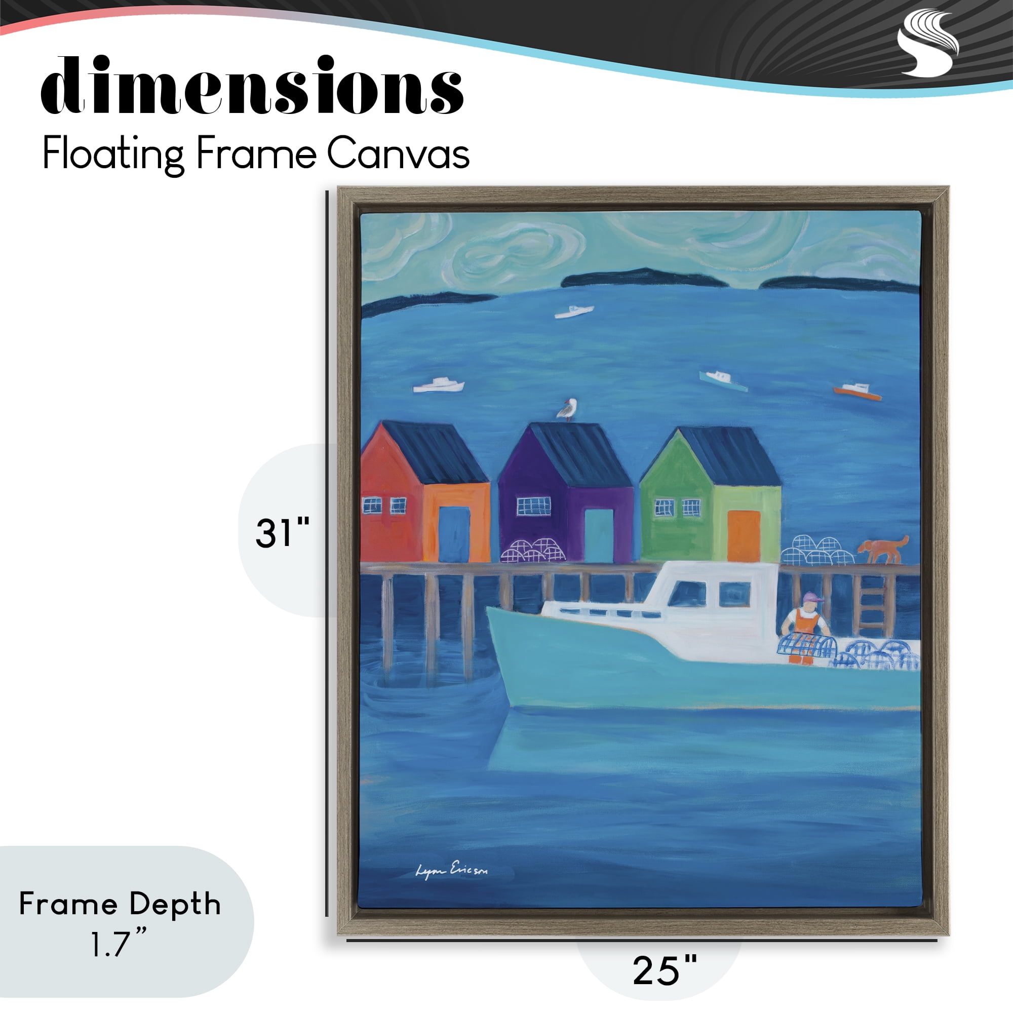 Stupell Industries Out Hauling Traps Brown Framed Floater Canvas Wall Art, design by Lynn Ericson Fine Art