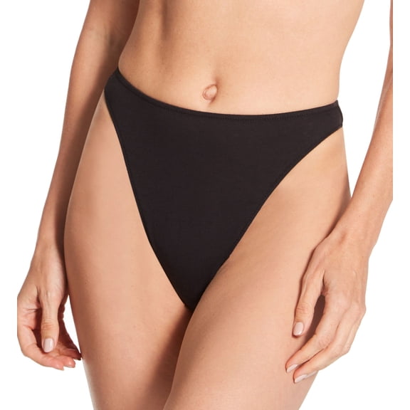 Women's Only Hearts 51707 Organic Cotton High Cut Thong (Black S)