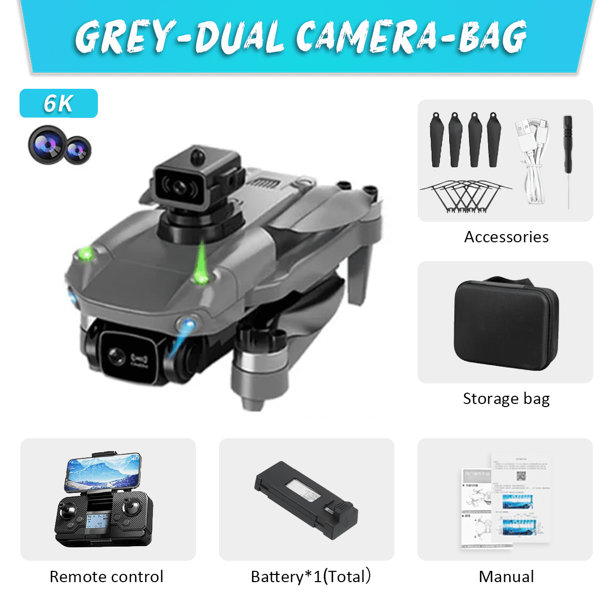 MJX CIS-Associates V6-Phoenix Drone, Foldable, GPS, 2.7K Camera