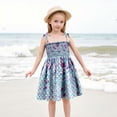 thumbnail image 2 of MIASHUI Robe d'Été Sans Manches à Imprimé Floral pour Filles Tout-Petits avec Bretelles Réglables pour Plage Vacances Tenue Décontractée Marine, 5-6 Ans, 2 of 6