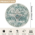 thumbnail image 2 of Vintage Area Rugs,Soft Washable Distressed Thin Rugs for Living Room Bedroom,Non-Slip Foldable Indoor Carpet,8' Diameter Dark Green, 2 of 5