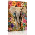 thumbnail image 3 of Canvas Wall Art Elephant Canvas Art Print Animal Floral Garden Oil Paint Style Pictures Wall Decor for Living Room Bedroom Artwork Decorations Stretched Framed Ready to Hang 12"x16", 3 of 9
