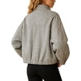 thumbnail image 4 of Women Oversized Cropped Gingham Jacket,Zip Up Stand Collar with Batwing Sleeves Casual Coat,Loose Lightweight Spring Fall Jackets with Pockets,Windbreaker Coats, 4 of 8