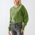 thumbnail image 4 of Baberdicy Sweatshirt for Women, Women Cropped Sweatshirt Long Sleeves Pullover Fleece Crop Tops Pullover Sweaters for Women Green, 4 of 8