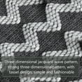 thumbnail image 4 of Flxxie Acrylic Knitted Throw Blanket with Decorative Tassel Couch Bed Sofa, 51" x 67", Dark Gray and White Chevron, 4 of 5