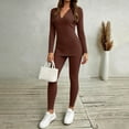 thumbnail image 2 of Lyrehush Womens Casual Matching Sets Fitted Leggings Ribbed Knit Stretchy V Neck Tunics Activewear 2 Piece Lounge Set, 2 of 7