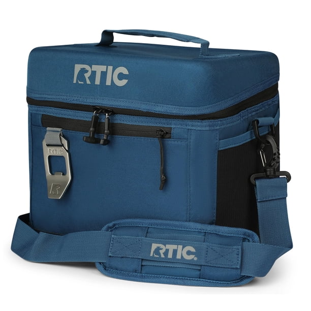 RTIC Enfriador diario de 15 latas, enfriamiento portátil con aislamiento de lados suaves para almuerzo, playa, bebidas, viajes, camping, picnic, para hombres y mujeres, azul marino