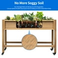 thumbnail image 3 of Dextrus Raised Garden Bed 47x18x31in Wood Mobile Elevated Planter Box Stand With Lockable Wheel, Shelf, Liner - Brown, 3 of 8
