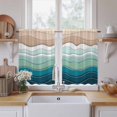 thumbnail image 2 of Teal Blue Ombre Stripe Kitchen Curtains, Abstract Summer Beach Coastal Light Filtering Window Curtain Panels, 2Pcs Rod Pocket Window Treatments Set for RV Dining Room Study Room 42x45 Inches, 2 of 9