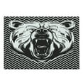 thumbnail image 1 of Bear Cutting Board, Aggressive Animal with Dangerous Expression Scary Roaring Mammal on Zigzag Pattern, Decorative Tempered Glass Cutting and Serving Board, Large Size, Black White, by Ambesonne, 1 of 1