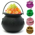 Postuois 12Pcs Halloween Candy Buckets Black Plastic Witch Cauldron