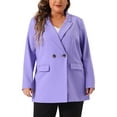 thumbnail image 1 of Blazers de mujer de tallas grandes Agnes Orinda con solapa, botones y bolsillos, chaquetas de trabajo, blazer 3X púrpura, 1 of 6