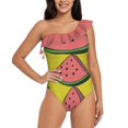 thumbnail image 5 of Maillot de Bain une Pièce Col en V Profond Pastèque Monokini Plage Fruit Pastèque, 5 of 5