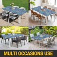 thumbnail image 5 of Vintage Morocco Table Cloths for 8 Foot Rectangle Tables, Traditional Tribal Abstract Geometric Blue Patio Waterproof Elastic Fitted Tablecloths, Washable Rectangular Table Cover for Camping, 5 of 8