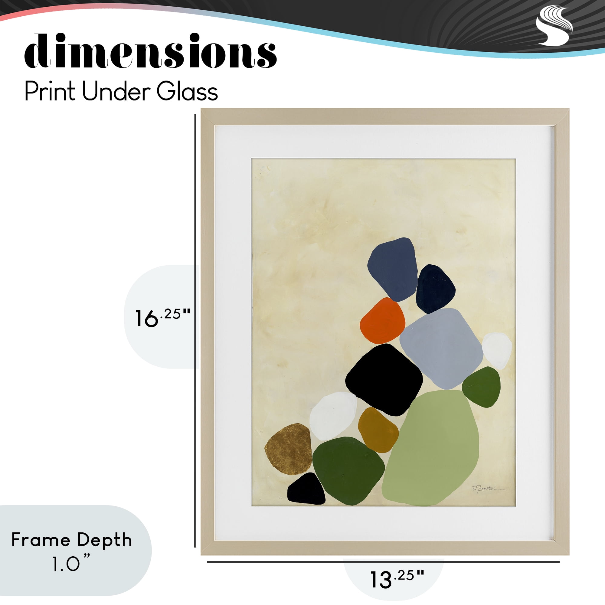 Stupell Industries Cluster of Minimal Pebbles Birch Framed Print Under Glass, design by Ruth Fromstein