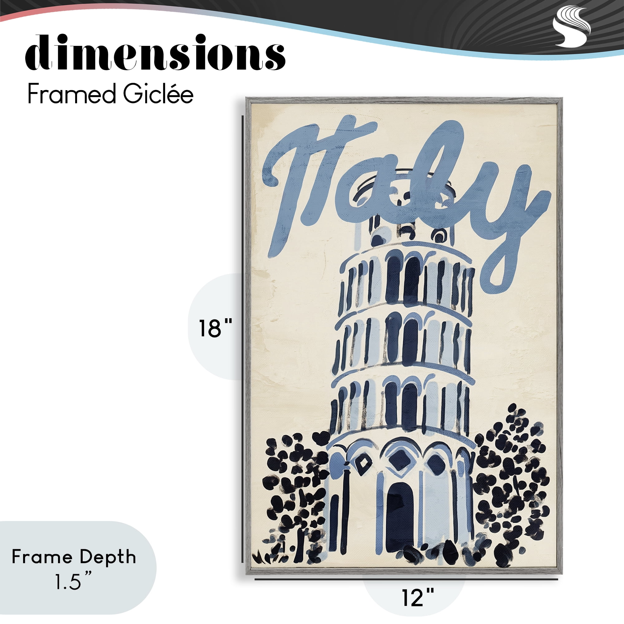 Stupell Industries Blue & Beige Italy Travel Gray Framed Giclee Art, design by Annabelle Hall