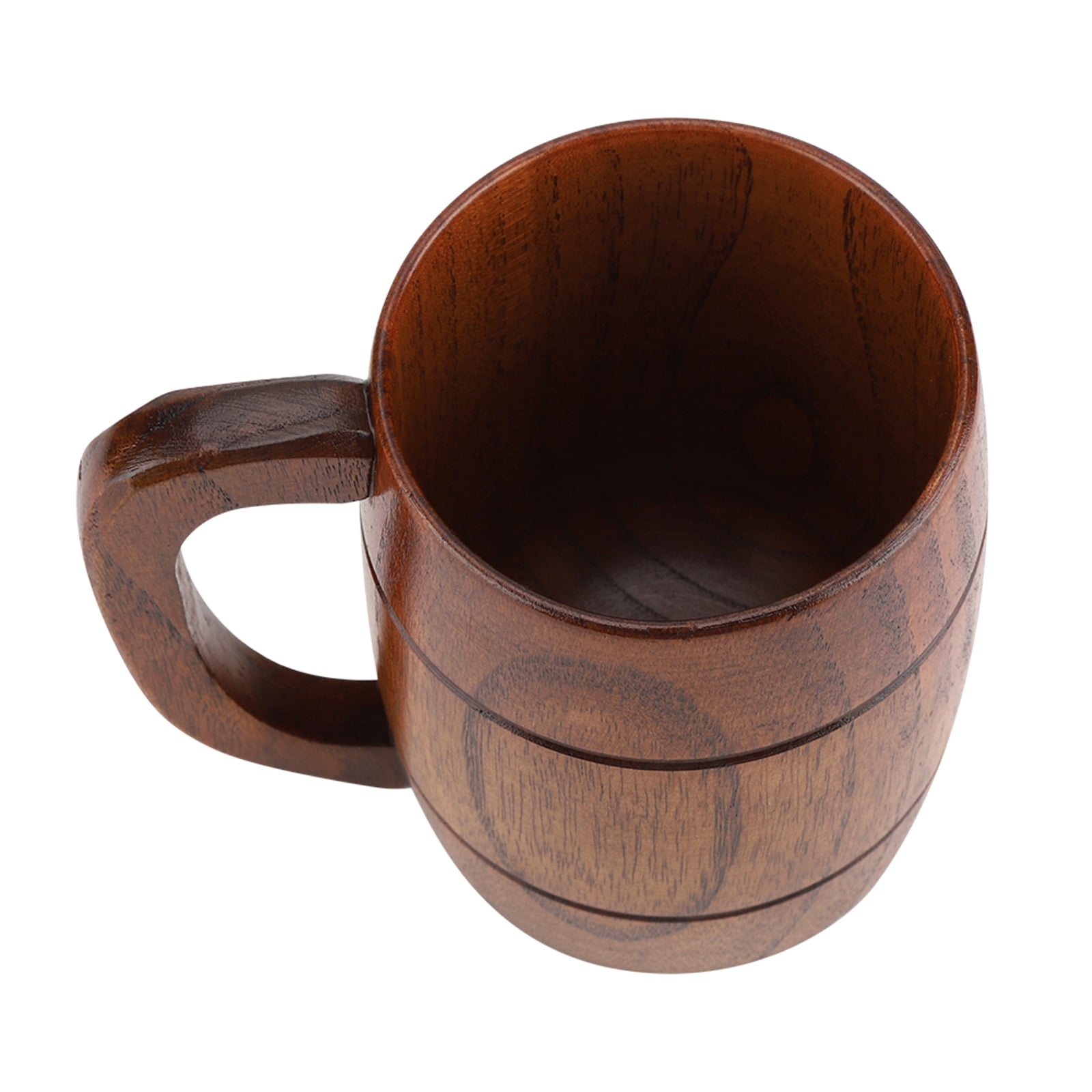 Natural Wooden Beer Cup Retro Big Capacity Tea Milk Juice Classic Wood Barrel Shaped Drinking Mug Cups