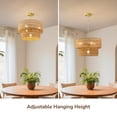 thumbnail image 6 of EDISHINE 4-Light 17.7" Hand-Woven Paper Rope Drum Chandelier, Adjustable 45.3" Chain, Double-Layer Woven Shade, Modern Farmhouse Pendant Light for Dining Room Living Room Bedroom, E26 Base, 6 of 7