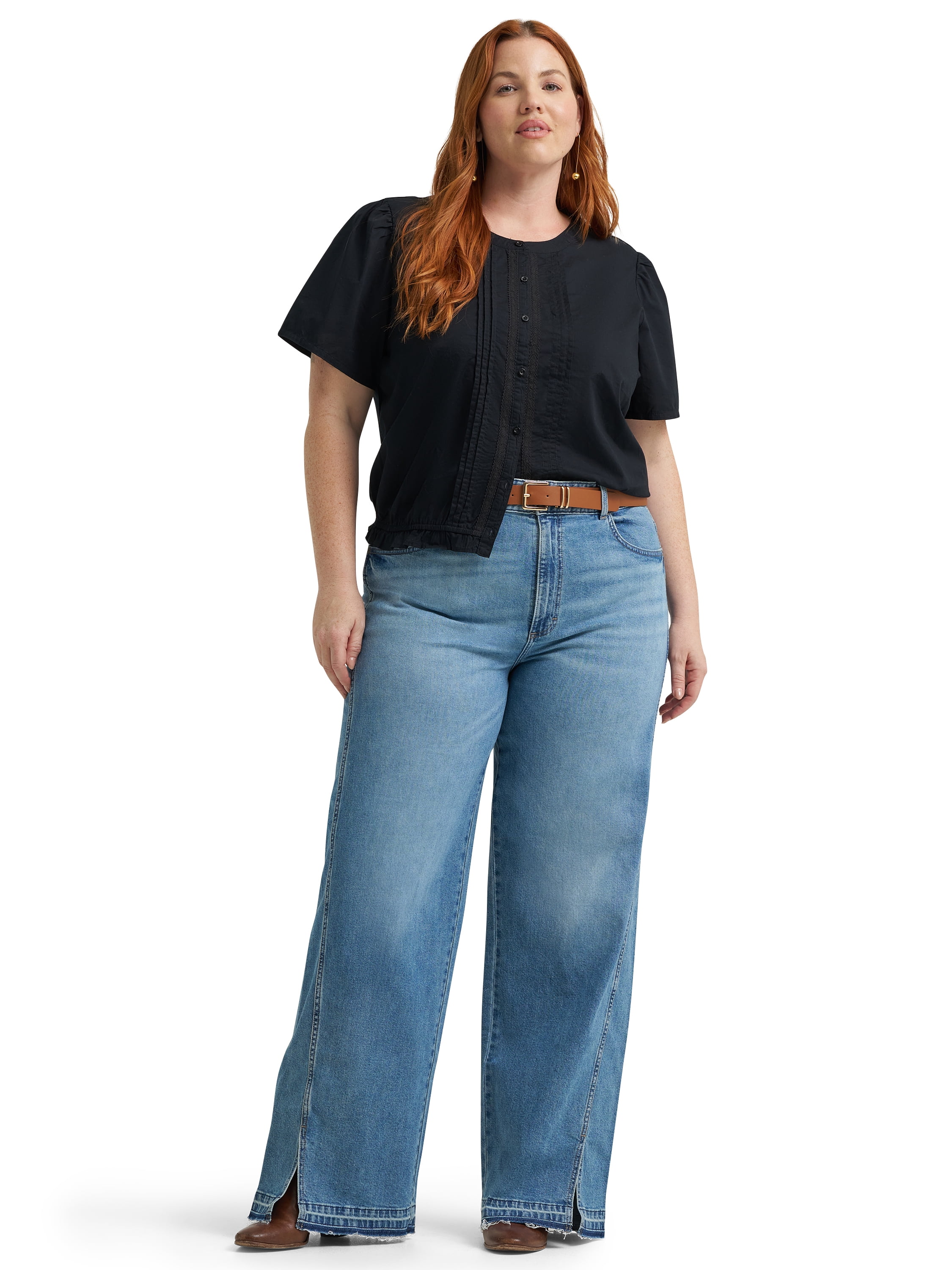 Lee® Women's and Plus Loose Fit Rider Denim Jeans with Released Hem