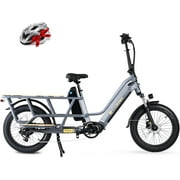 CYCROWN Wagen-W Electric Bike for Adults, 1000W Cargo Ebike with 48V 15.6+10.4AH Dual Battery, 28MPH 120Miles Step-Thru Design E Bike for Adults, 20" Fat Tire Cargo Electric Bicycle