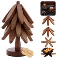 thumbnail image 1 of Juego de posavasos FONYICK, árbol de madera con soporte de madera de sapele, 4 unidades, 1 of 7