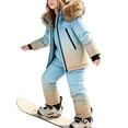 thumbnail image 5 of vdgthytj Little Boys Girls 2 Piece Snowsuits Winter Gradient Outfits Long Sleeve Full Zip down Jackets and Bib Snow Pants Toddlers Warm Outdoor Ski Sets(5-6Years,Light Blue), 5 of 7