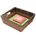 thumbnail image 2 of Home Basics Large Faux Rattan Basket with Cut-out Handles, Coffee, 2 of 6