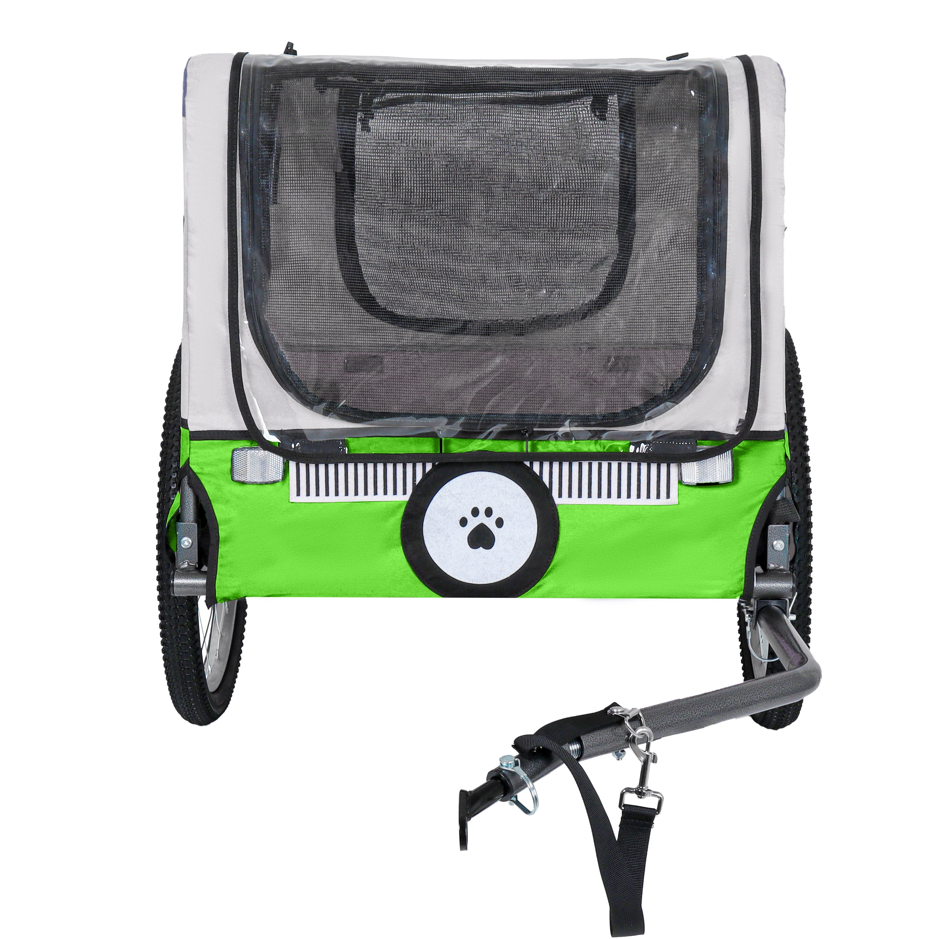 Large Folding Bike Trailer for Dogs - 20×2 1/8 Inches Wheels, Heavy-Duty Steel Frame, Spacious Design, All-Terrain Cycling, Jogging & Camping Adventure, Green
