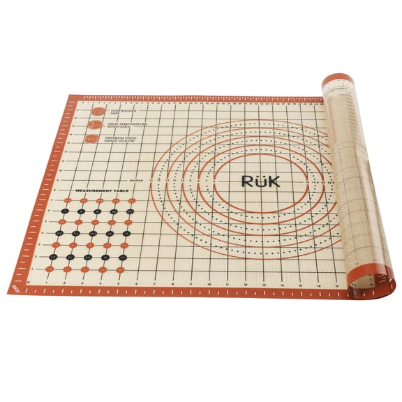 Silicone Pastry Mat with Measurements, RUK Large Thick Non Stick Silicone Baking Fondant Mat Counter Mat, Dough Rolling Mat Pie Crust, Pizza and Cookies, Premium Kneading Mat (20 x 28Inch)