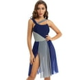thumbnail image 2 of TiaoBug Robe Justaucorps Sans Manches Patchwork Coloré Moderne Contemporain pour Femmes Costume de Danse de Salon Bleu Marine P, 2 of 7