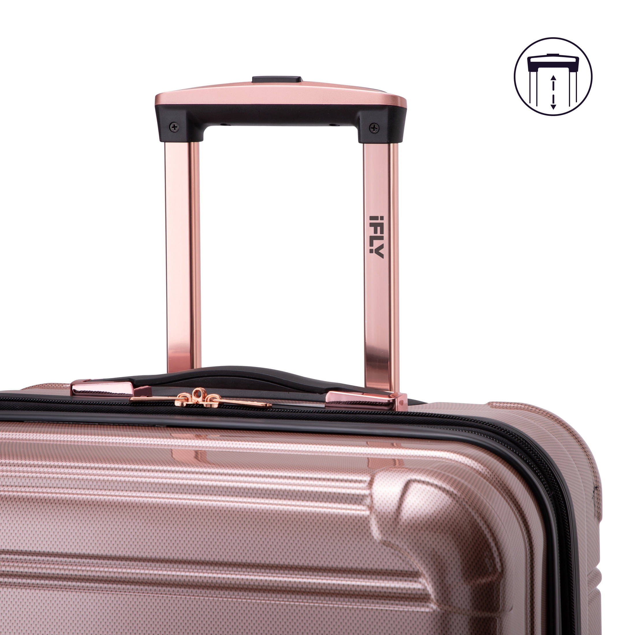 iFLY Hardside Luggage Fibertech 2 Piece Set, 20-inch Carry-on and 28-inch Checked Luggage, Rose Gold - 2