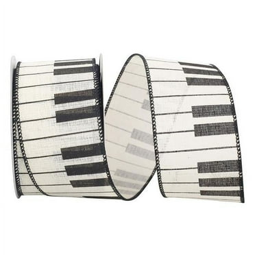 Reliant Ribbon 93547W-810-40F 20.5 in. 10 Yards Piano Keys Linen Wired Edge Ribbon, Ivory