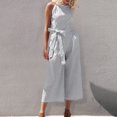 thumbnail image 2 of CHOK Combinaisons pour Femmes Mode Été Décontracté Rayé Imprimé Sans Manches Col Rond Lacets Pantalon Droit Combinaison en Solde Pantalon Bleu L, 2 of 7