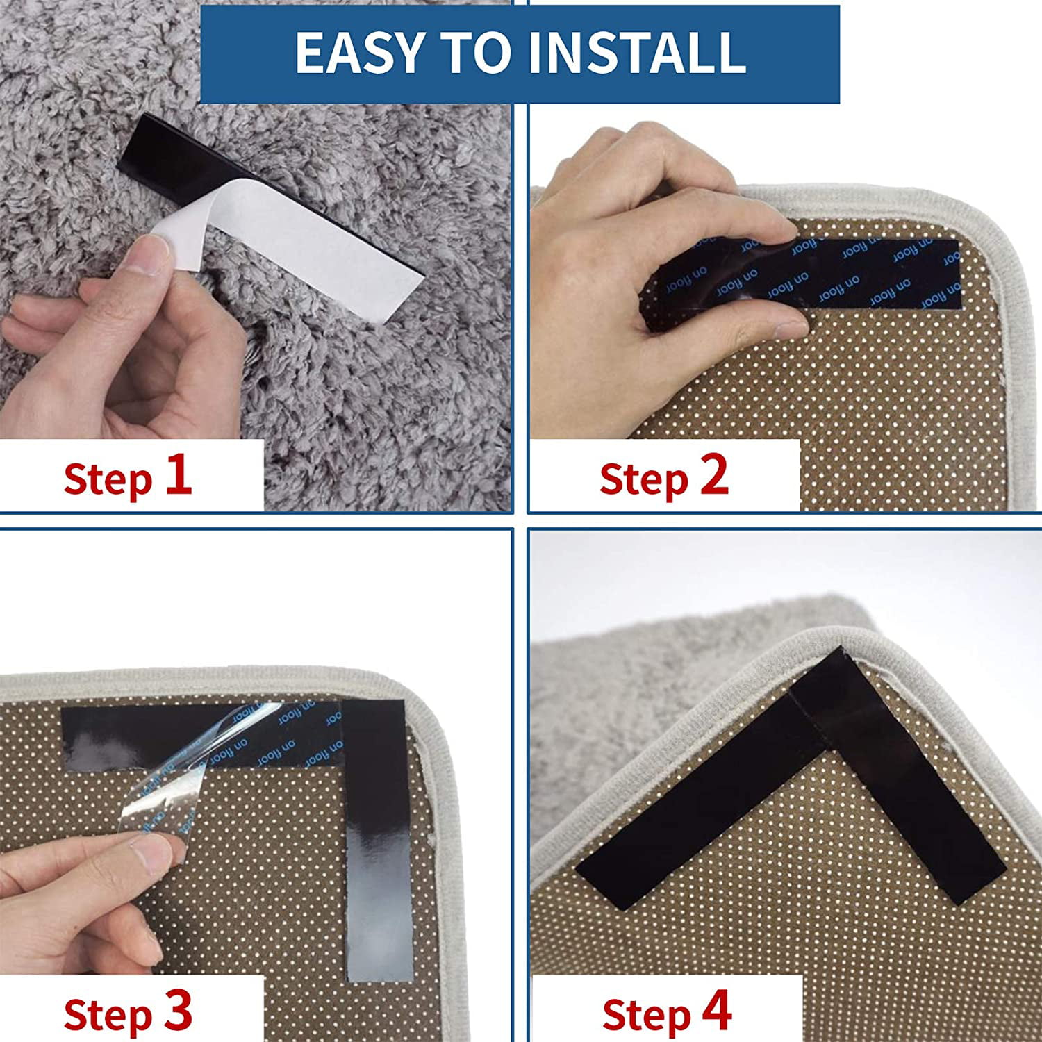 4Pcs Carpet Sticker Self-adhesive Anti-slip Non-woven Fabric Living Room  Area Rug Pad Non-slip Gripper Tape Daily Use 