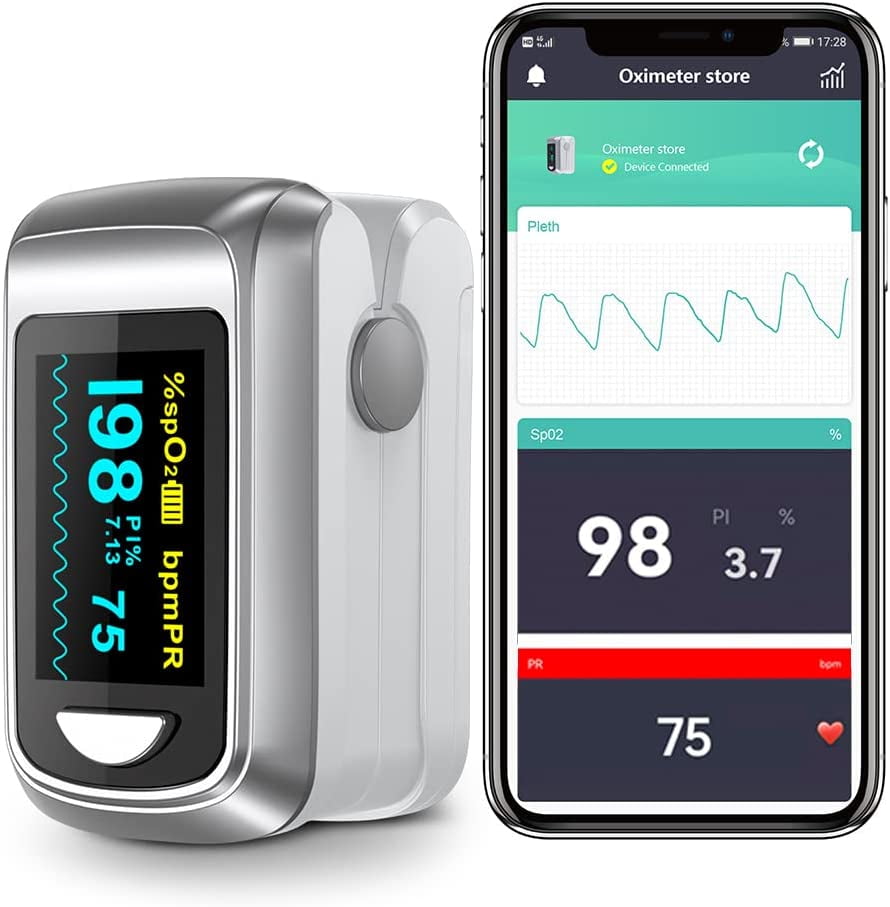 HealthTree Pulse Oximeter Fingertip, Bluetooth Blood Oxygen Saturation