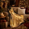 thumbnail image 3 of Ethereal Golden Fairy Celestial Figure Radiant Wings Fantasy, Festive Holiday Scene, Warm Flannel Blanket for Living Room and Family Room, Art Lovers Christmas Gift, Festive Home Decor, 3 of 9