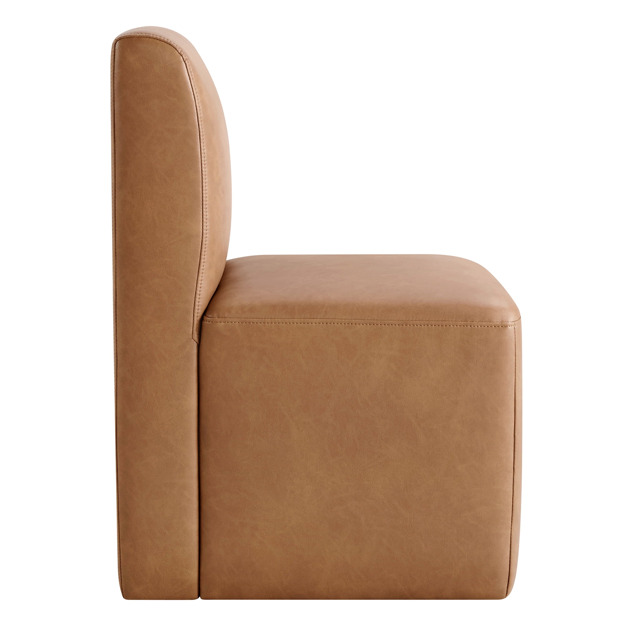 Spruce & Spring Upholstered Dining Chairs with Hidden Casters Set of 2, Cognac